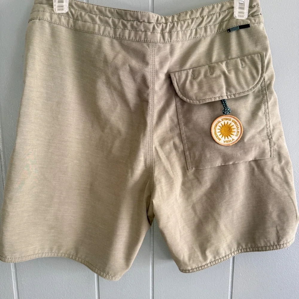 Vissla‎ Solid Sets Boardshort Mens 28 Khaki Cocotex Upcycled Coconut Stretch